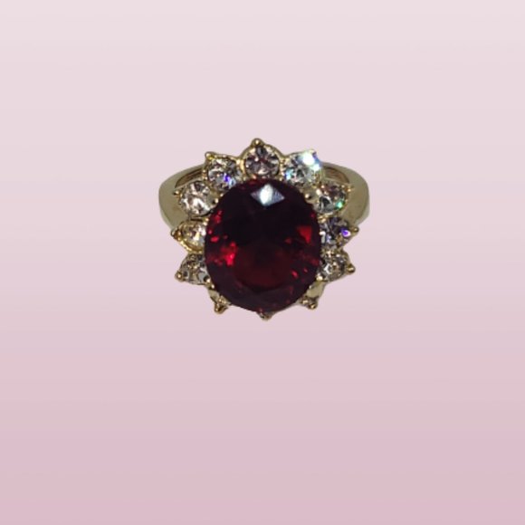 Simulated Ruby or Garnet Ring Size 5.75 - Picture 1 of 11